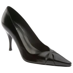 Stuart Weitzman Women’s Size 8 Black Leather Pointed Toe Idol Pumps Heels